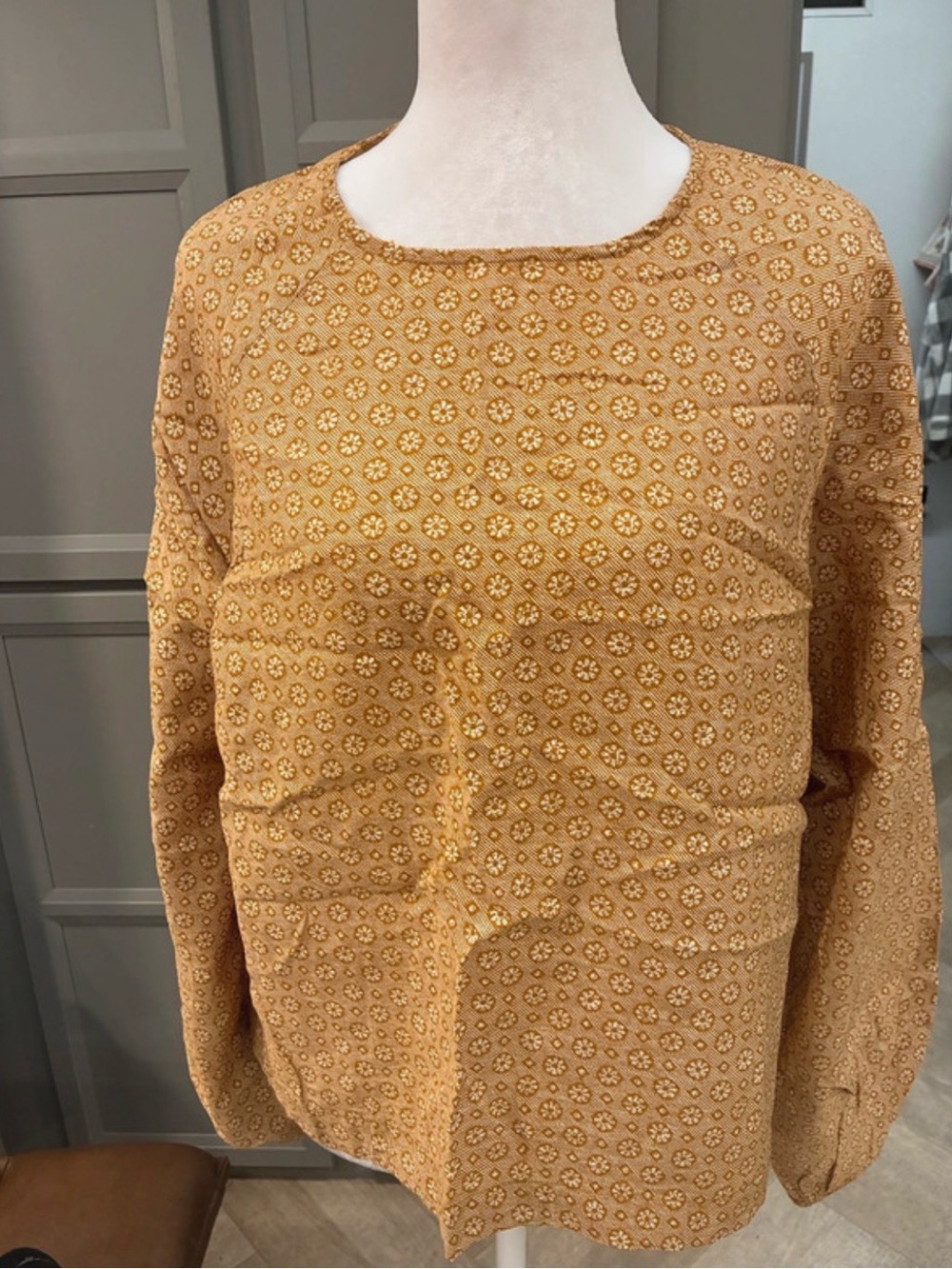 Women's Mustard Floral Long-Sleeve Top
